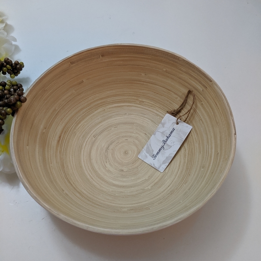 Tommy Bahama Wood Grain Bamboo Serving Bowl